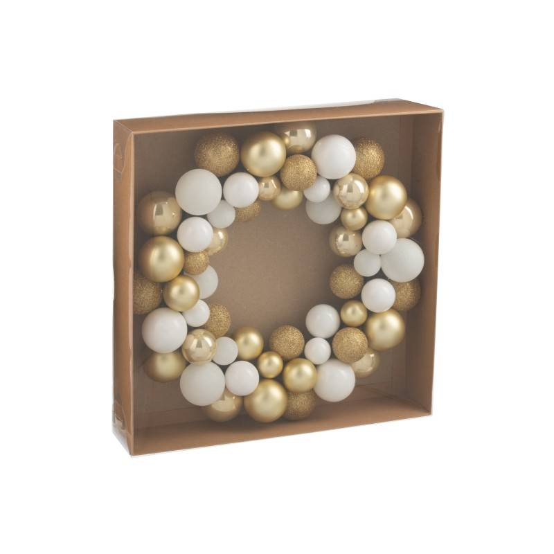 J-Line - Couronne de boule de Noël en plastique blanc D.35 cm - J-Line - Image 3