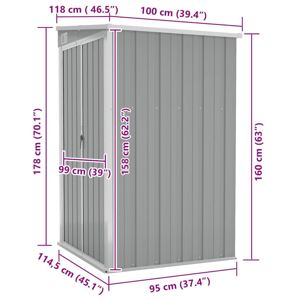 Vidaxl - Remise de jardin murale Gris 118x100x178 cm Métal galvanisé vidaXL 316218 - Image 3