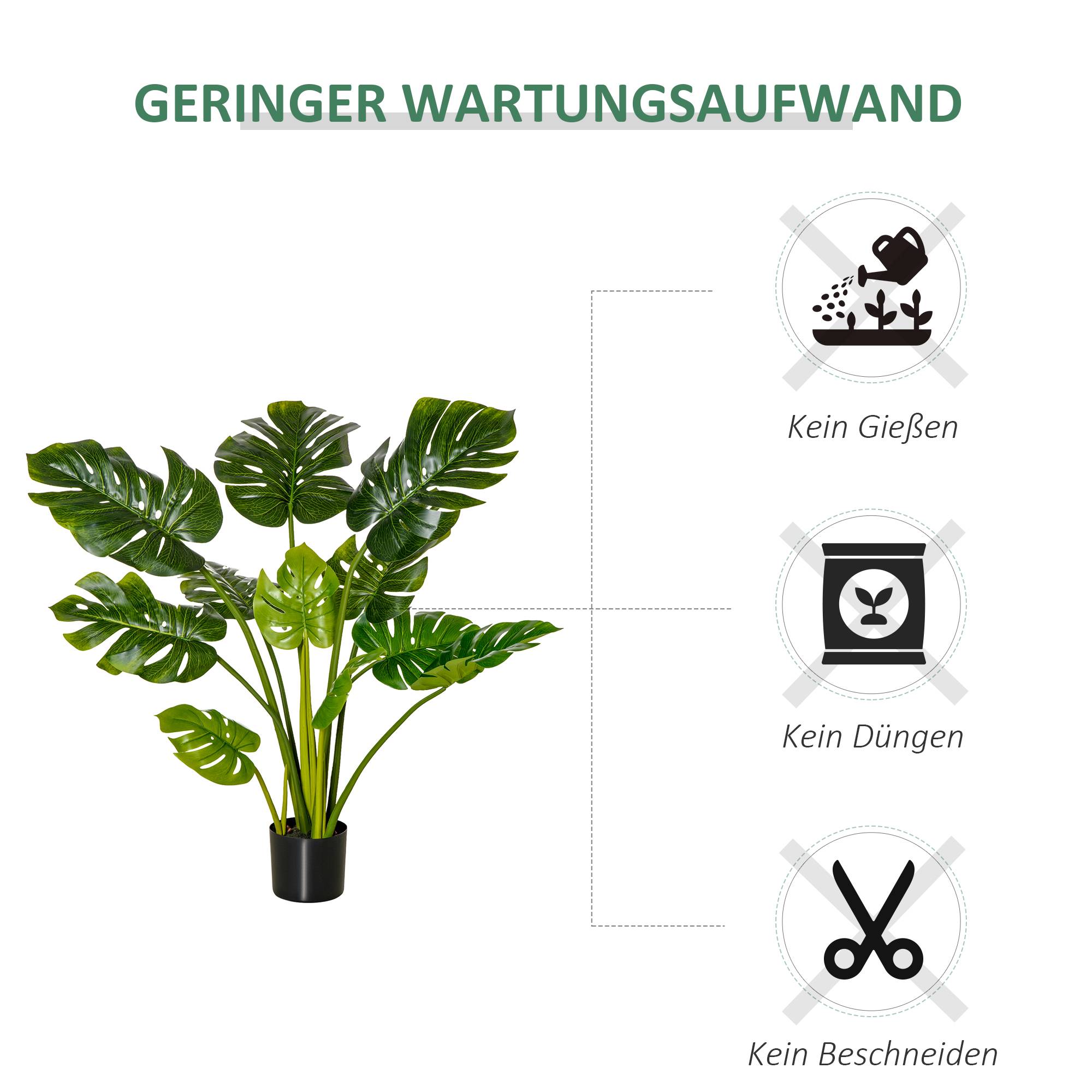 Plantes artificielles 110 cm, monstera artificiel en pot, arbre déco, bureau, pot plastique, intérieur/extérieur - Image 6