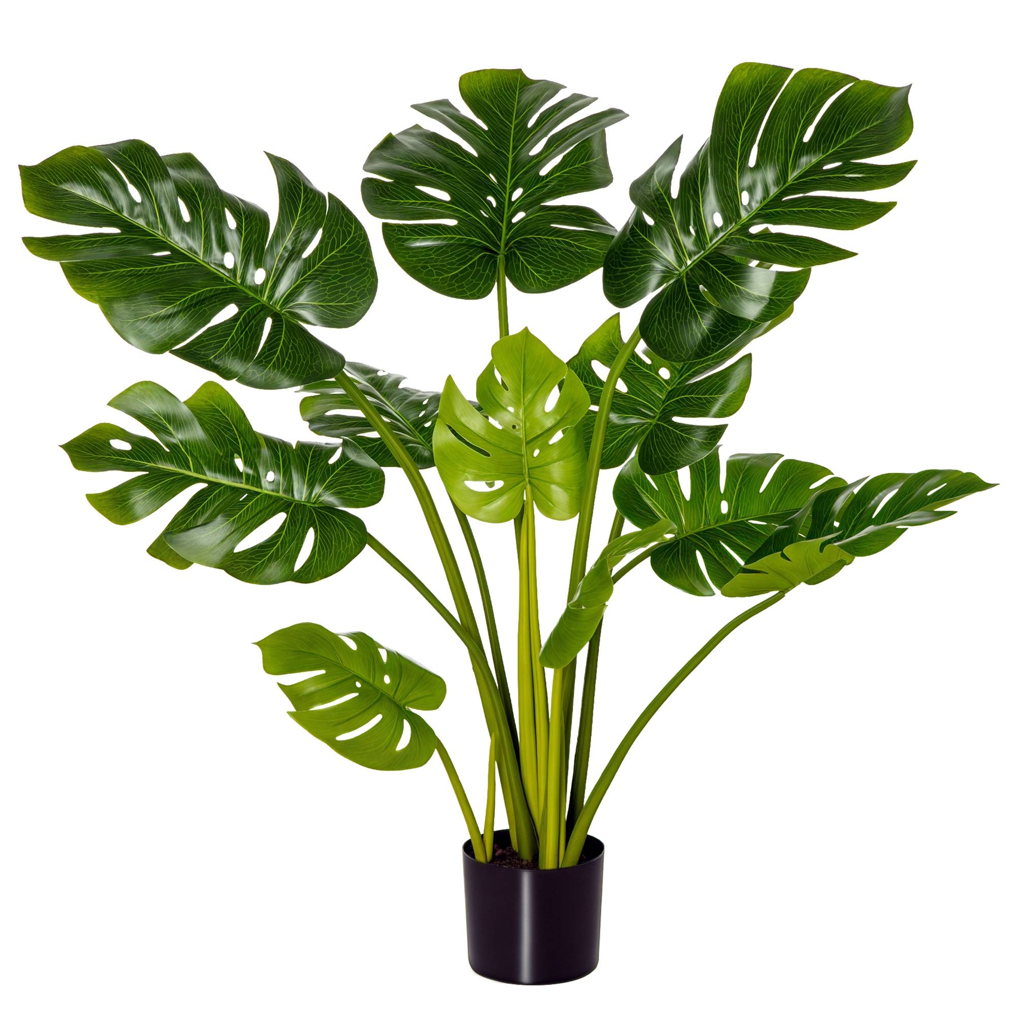 Plantes artificielles 110 cm, monstera artificiel en pot, arbre déco, bureau, pot plastique, intérieur/extérieur - Image 1