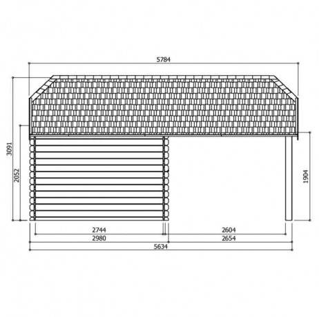 Abri de jardin CORK en bois 7.53 m², Toiture Shingle rouge, Plancher Non - Imagen 3