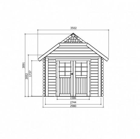 Abri de jardin CORK en bois 7.53 m², Toiture Shingle rouge, Plancher Non - Imagen 2