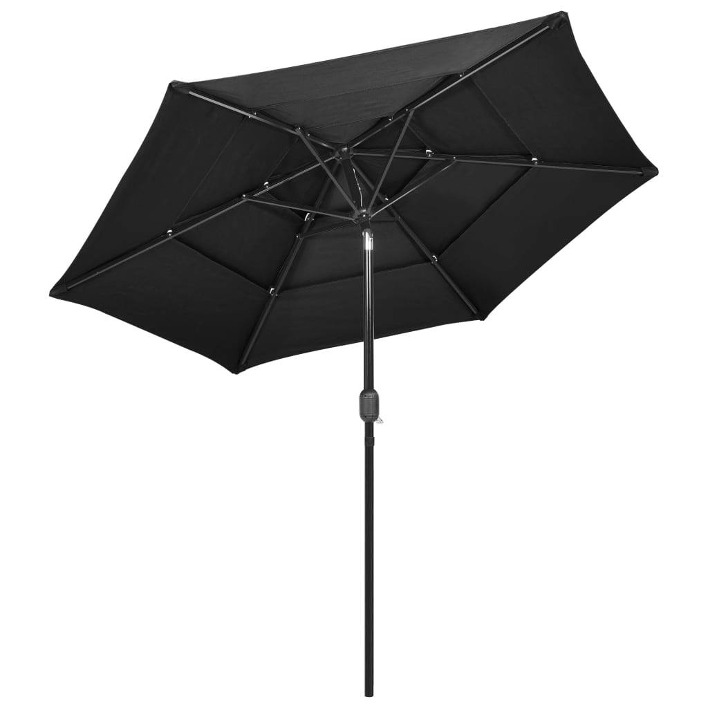 Helloshop26 - Parasol à 3 niveaux avec mât en aluminium 2,5 m anthracite - Imagen 3