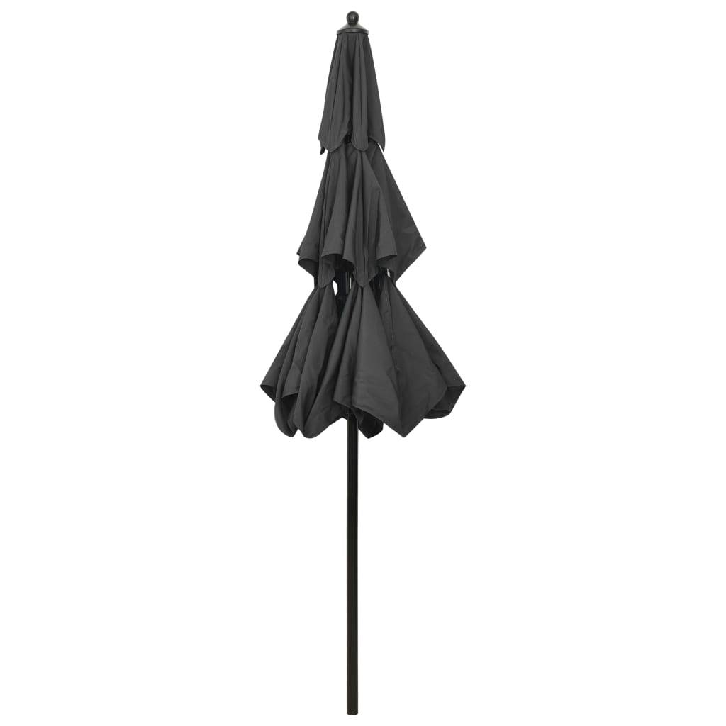Helloshop26 - Parasol à 3 niveaux avec mât en aluminium 2,5 m anthracite - Imagen 4