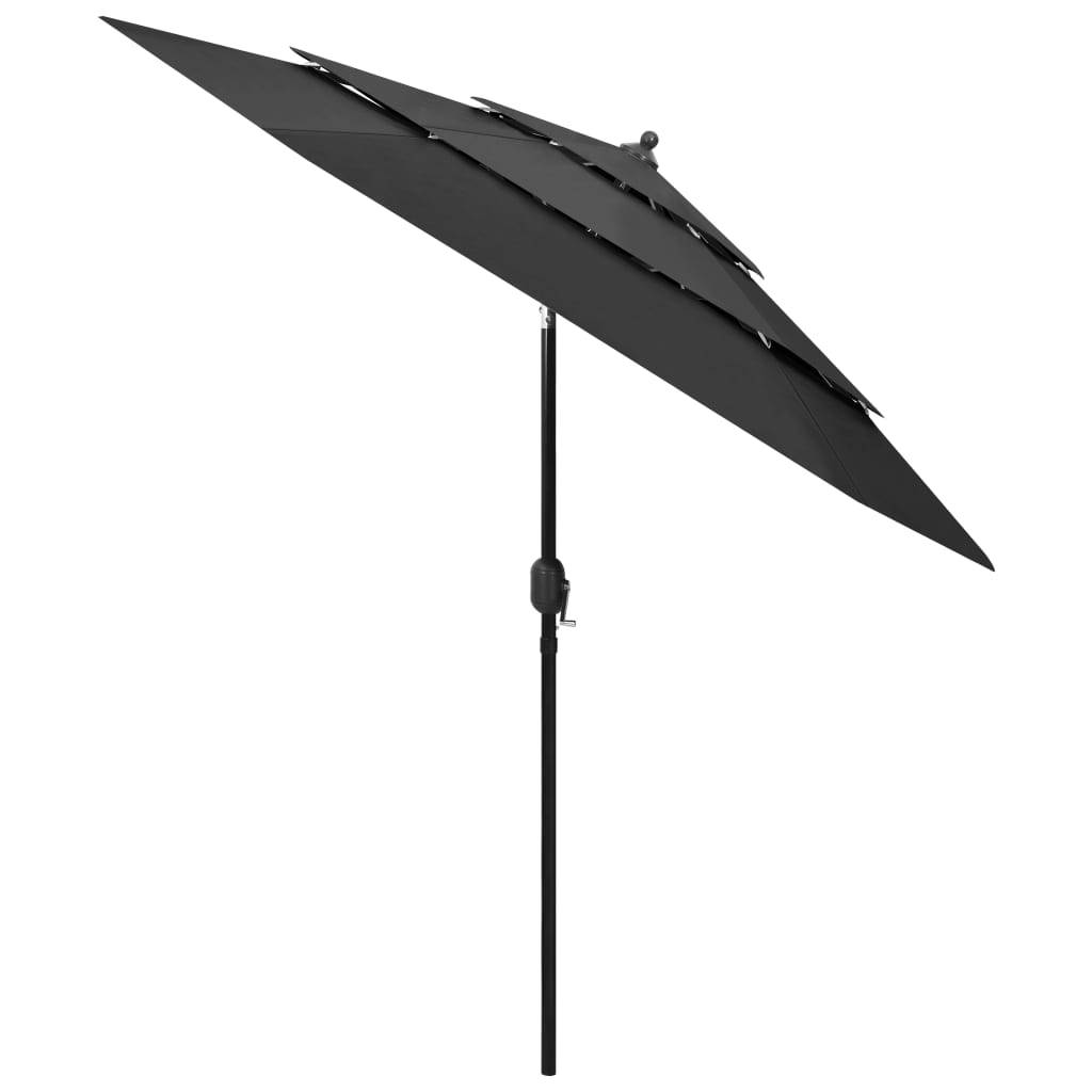 Helloshop26 - Parasol à 3 niveaux avec mât en aluminium 2,5 m anthracite - Imagen 2