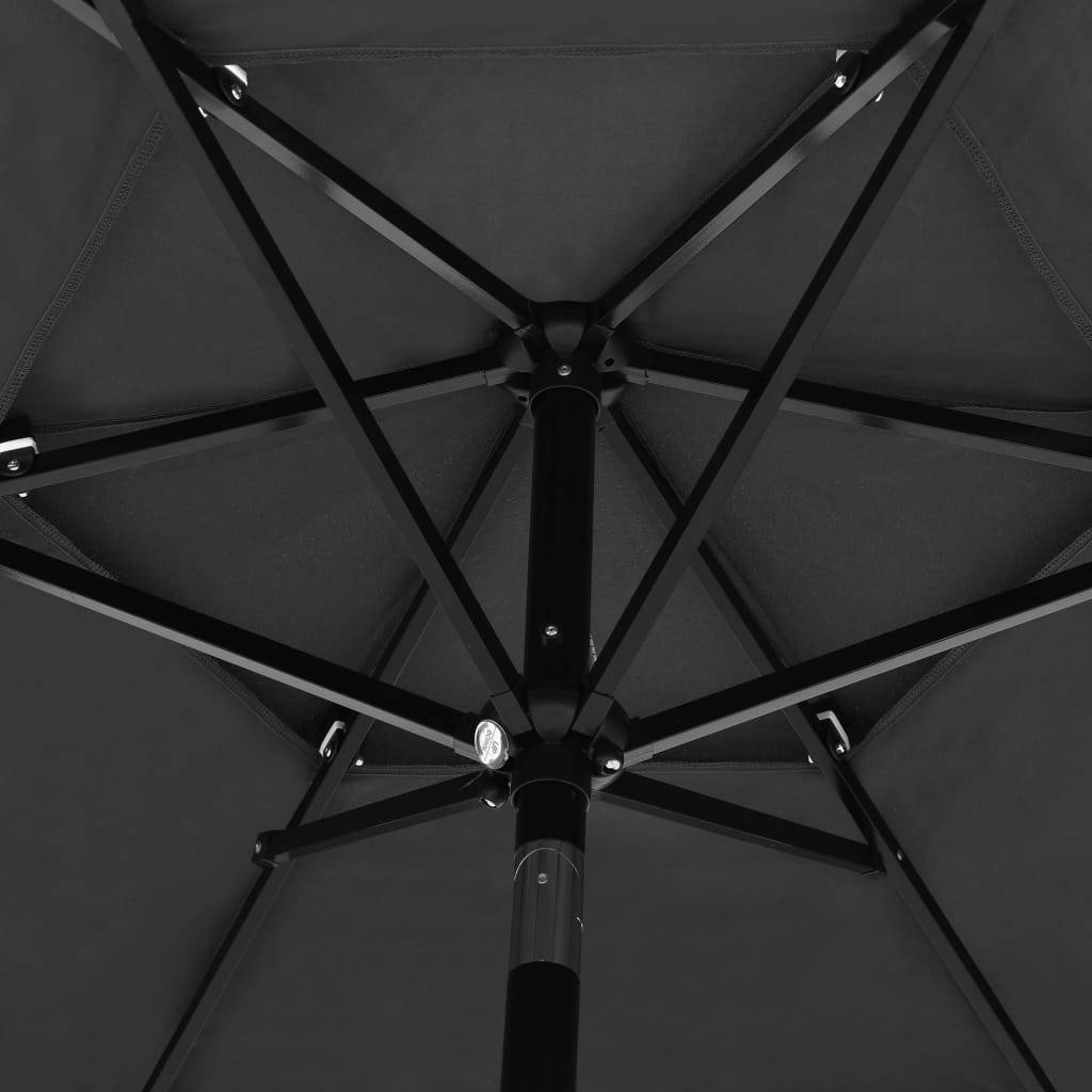Helloshop26 - Parasol à 3 niveaux avec mât en aluminium 2,5 m anthracite - Imagen 5