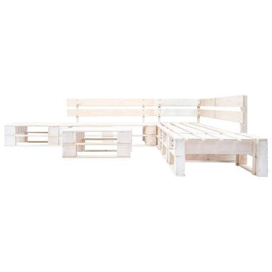 Grand Salon de Jardin Palette en Bois Modulable 6 Pièces pour Terrasse Blanc – ComfortXL Outdoor Living - Image 2