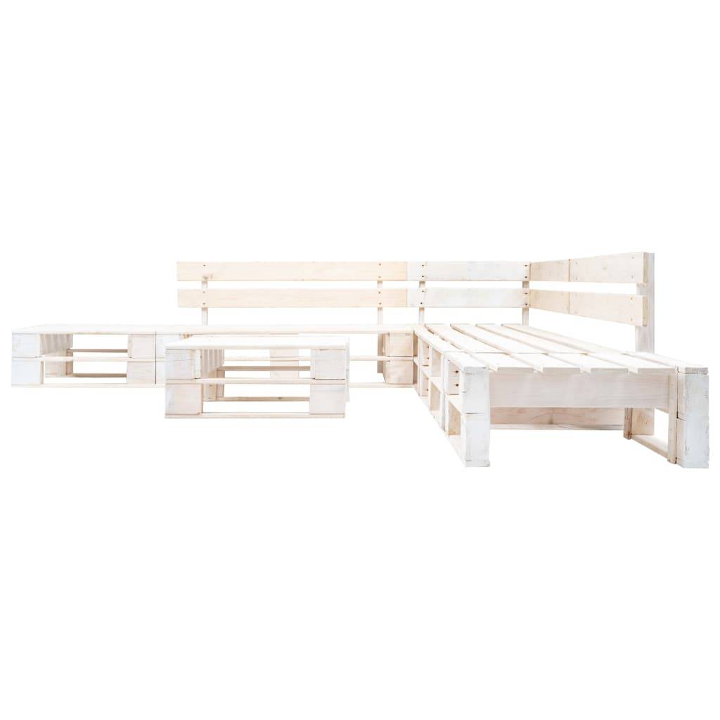 Grand Salon de Jardin Palette en Bois Modulable 6 Pièces pour Terrasse Blanc – ComfortXL Outdoor Living - Image 2