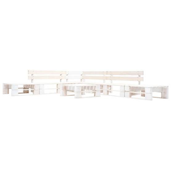 Grand Salon de Jardin Palette en Bois Modulable 6 Pièces pour Terrasse Blanc – ComfortXL Outdoor Living - Image 1