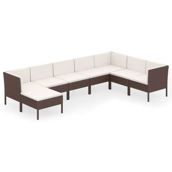Helloshop26 - Salon de jardin meuble d'extérieur ensemble de mobilier 8 pièces avec coussins résine tressée marron - Imagen 1