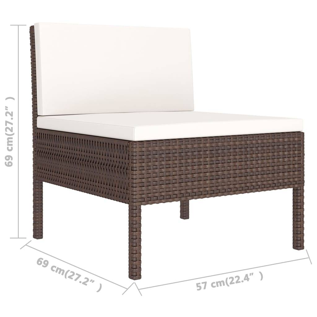 Helloshop26 - Salon de jardin meuble d'extérieur ensemble de mobilier 8 pièces avec coussins résine tressée marron - Imagen 5