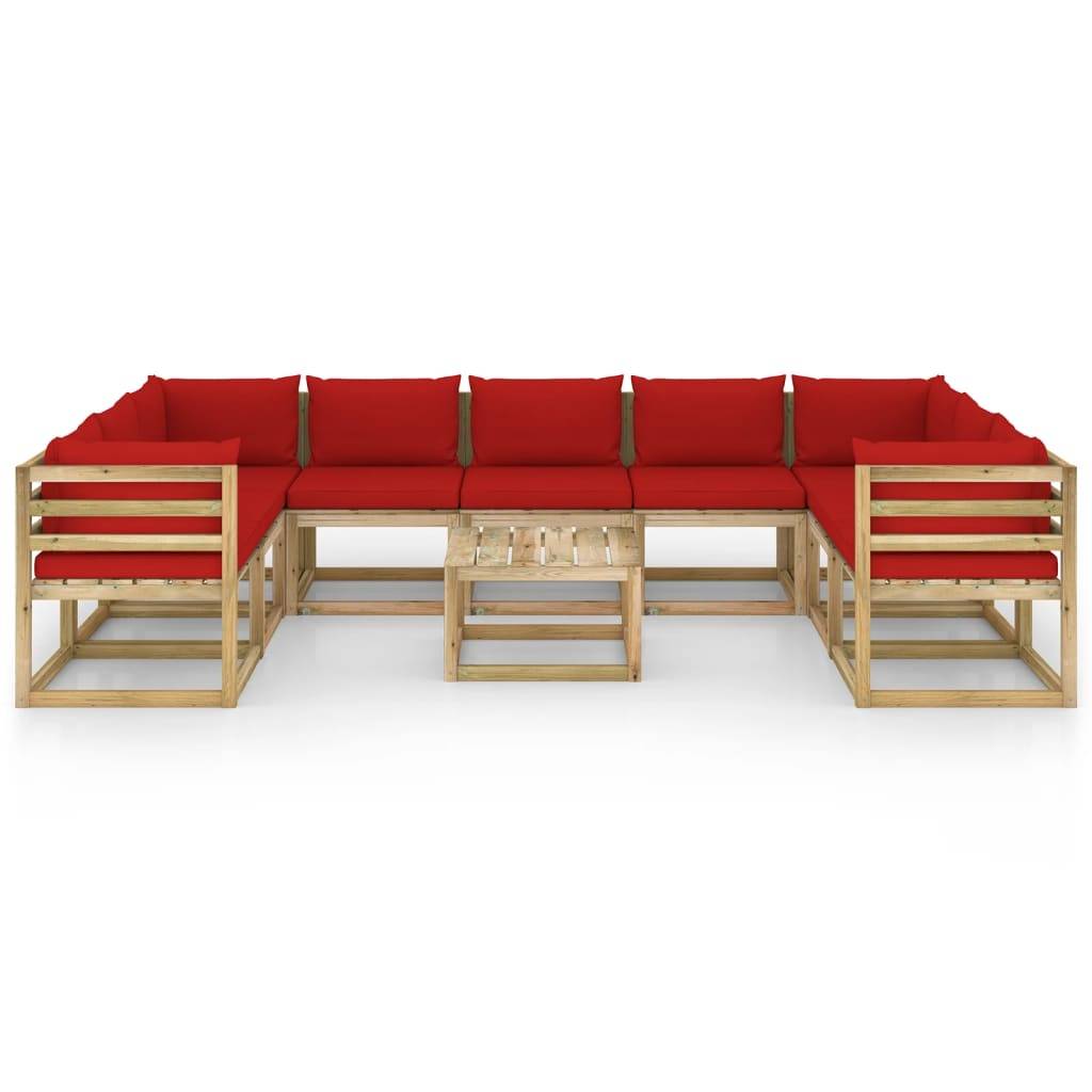 Helloshop26 - Salon de jardin meuble d'extérieur ensemble de mobilier 10 pièces avec coussins bois de pin imprégné - Imagen 2