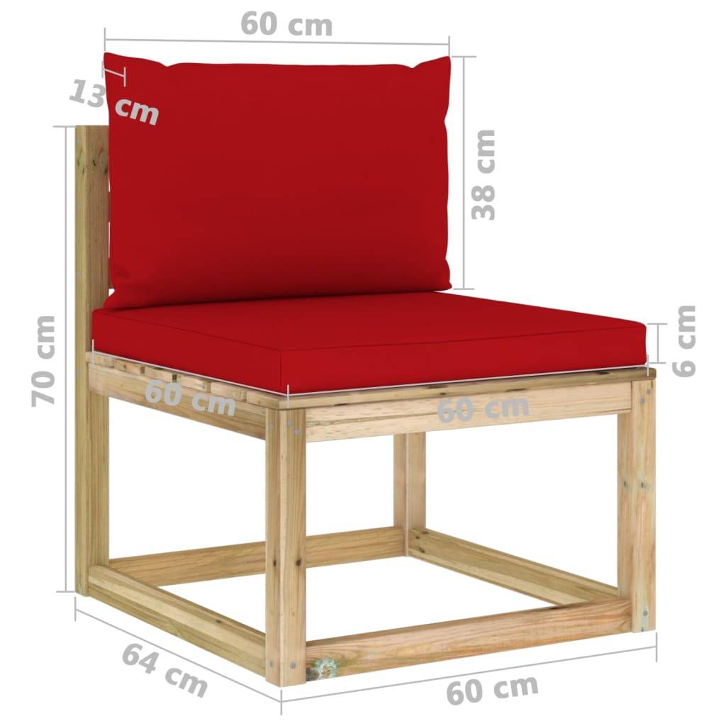 Helloshop26 - Salon de jardin meuble d'extérieur ensemble de mobilier 10 pièces avec coussins bois de pin imprégné - Imagen 6