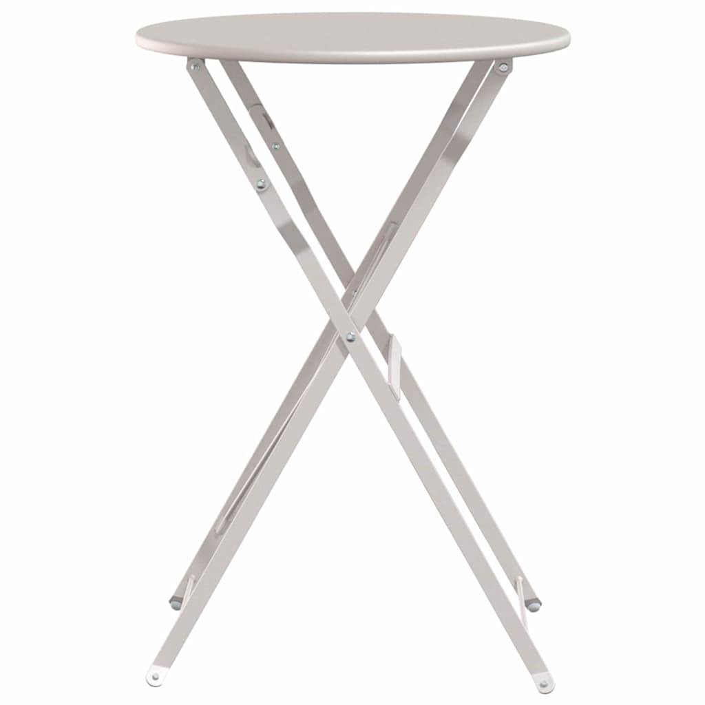Maison Chic - Table de jardin | Table bistrot Beige Ø 50 x 71 cm Acier revêtu de poudre - Image 5