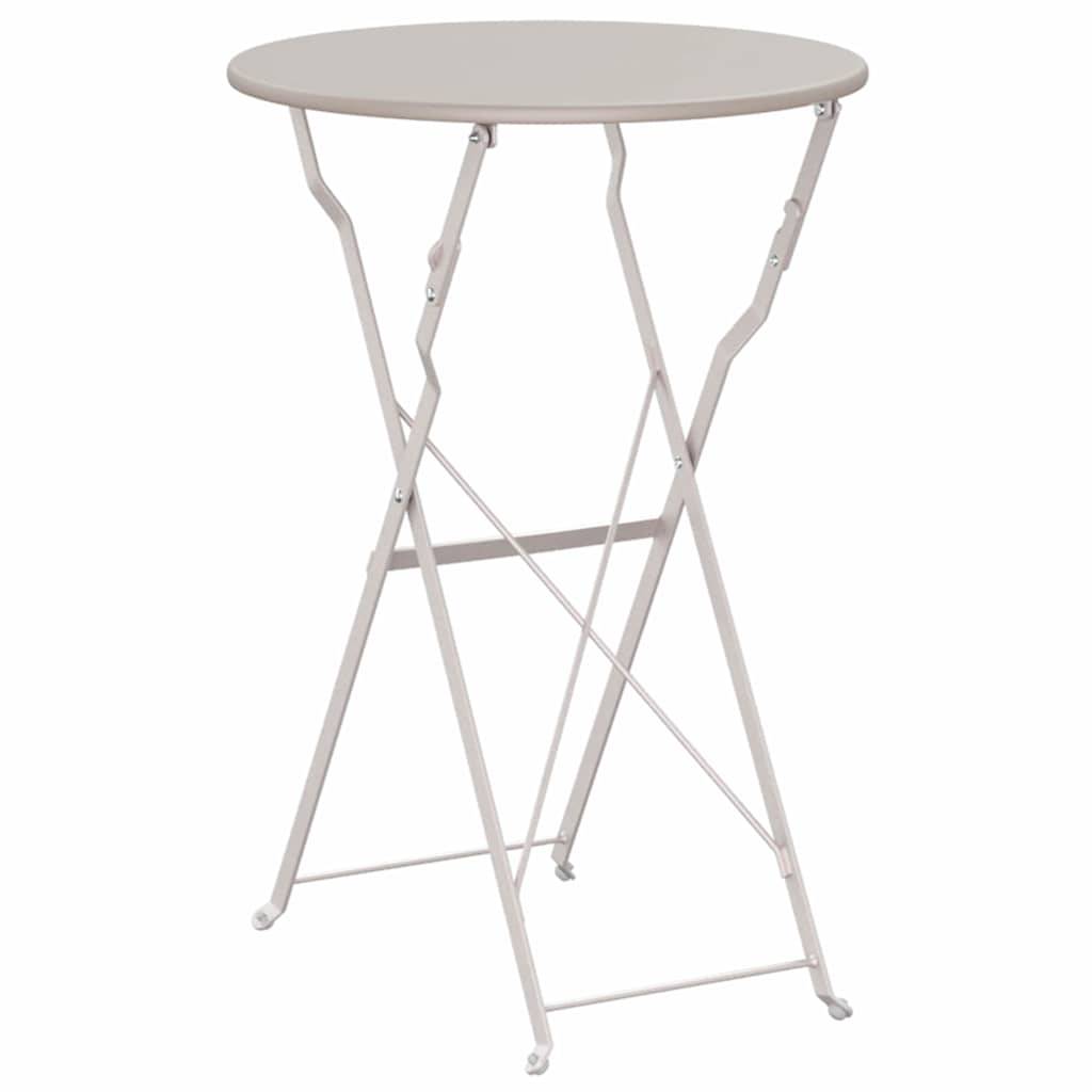 Maison Chic - Table de jardin | Table bistrot Beige Ø 50 x 71 cm Acier revêtu de poudre - Image 6