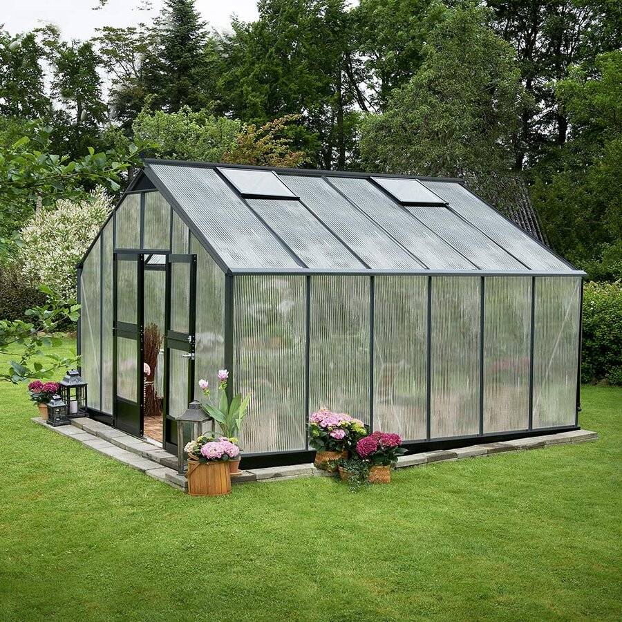 Juliana - Serre en polycarbonate 16,2 m² Gartner, anthracite - Juliana