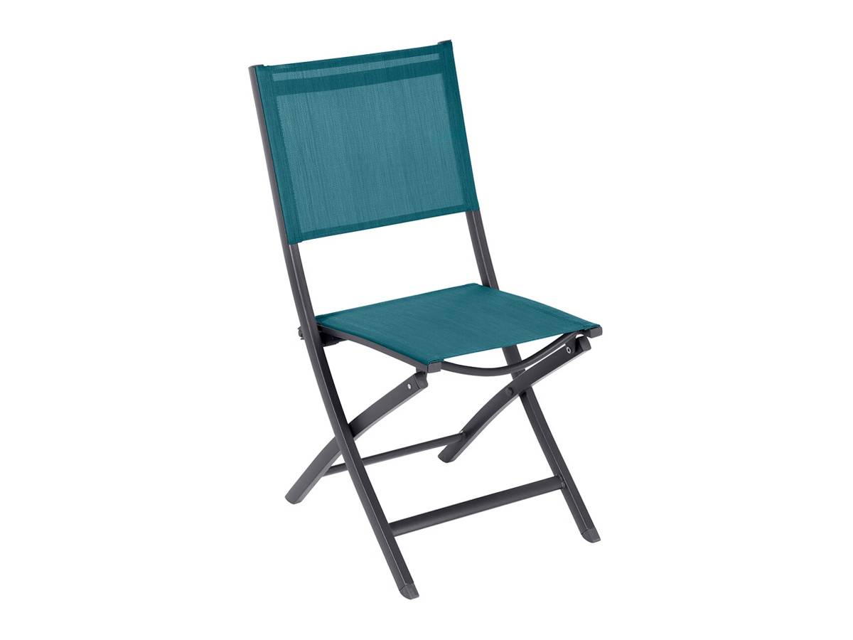 Hesperide - Lot de 4 chaises de jardin en aluminium pliables Bleu Canard Essentia - Hespéride - Imagen 4