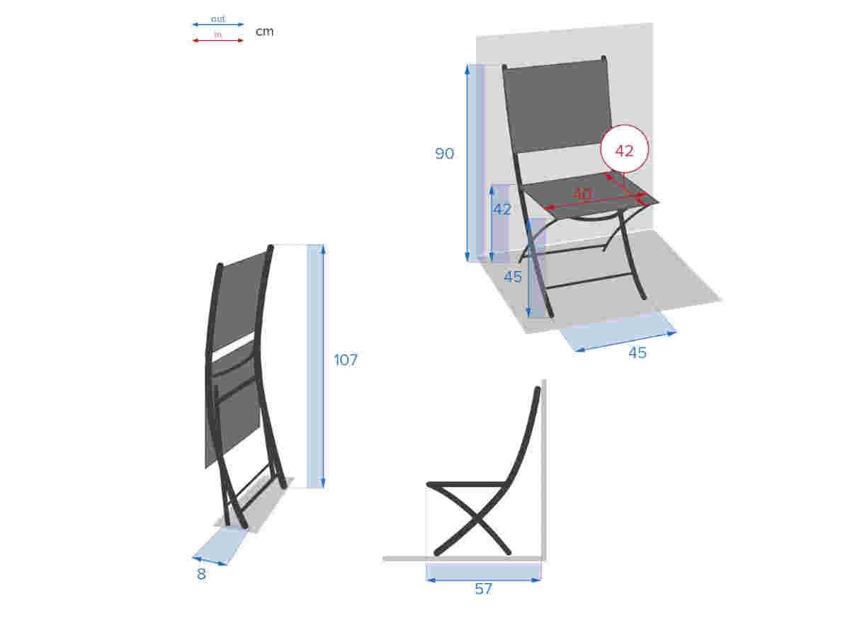 Hesperide - Lot de 4 chaises de jardin en aluminium pliables Bleu Canard Essentia - Hespéride - Imagen 6
