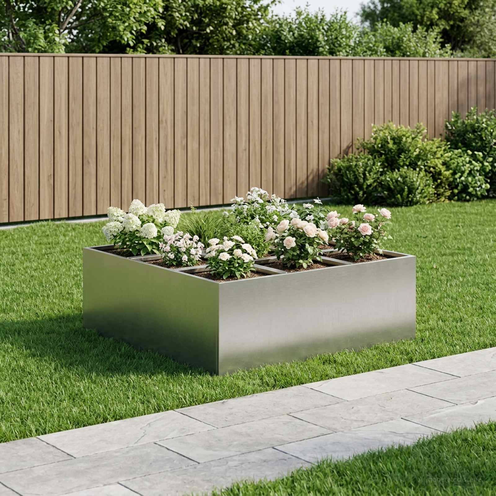 Vidaxl - Cache-pot de jardin Argenté 100 x 100 x 50 cm Acier inoxydable vidaXL 8005761 - Image 1