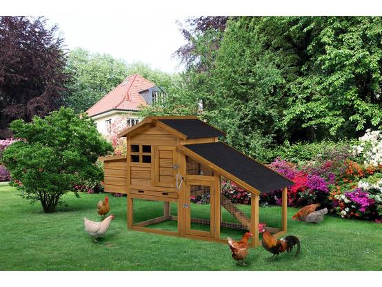 Poulailler Avec Pondoir En Bois "clochette" - Marron -habitat Et Jardin - Image 2