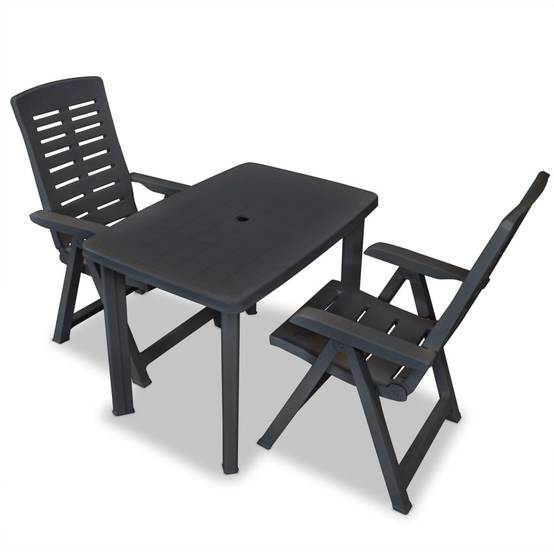 ComfortXL - Salon de Jardin 2 Places Plastique Pliable et Inclinable pour Extérieur Anthracite – ComfortXL Outdoor Living - Image 1