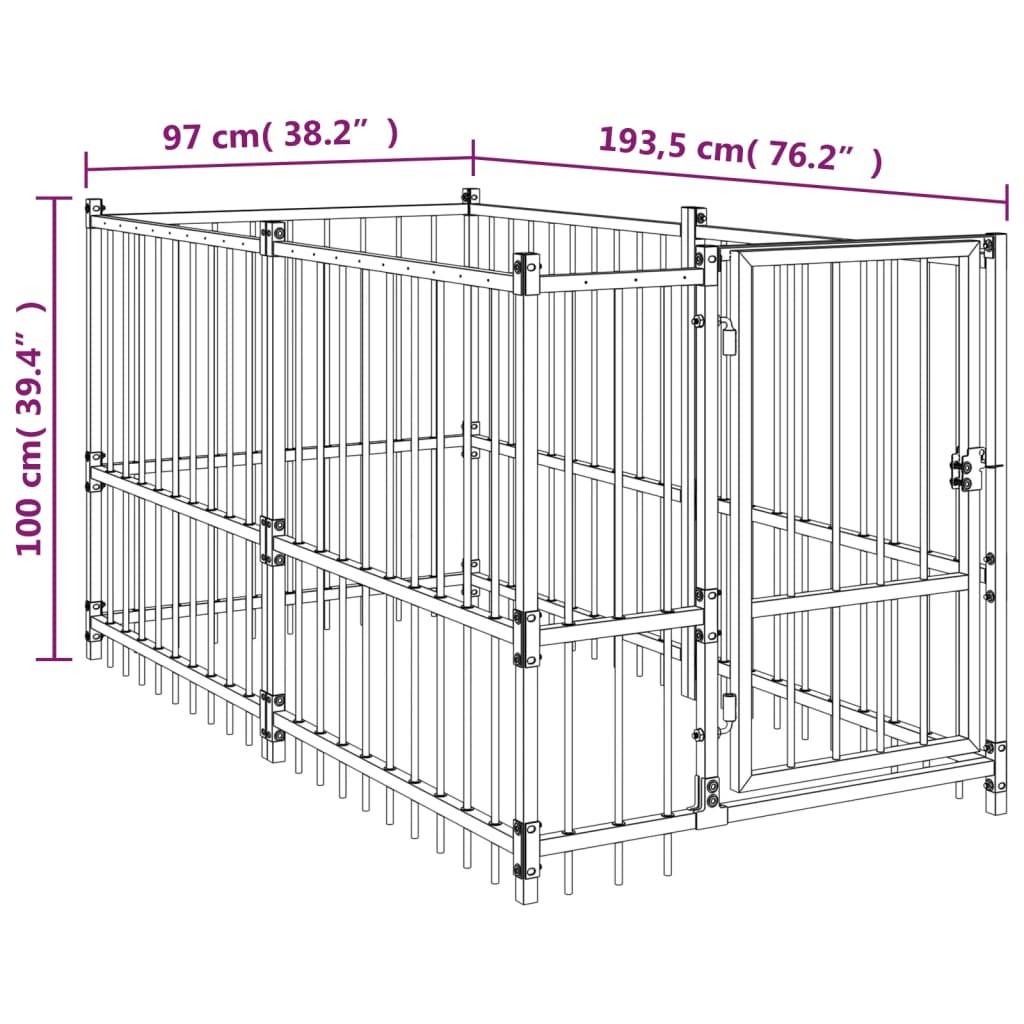Vidaxl - Chenil pour chien Noir 193,5x97x100 cm Acier vidaXL 171627 - Imagen 3