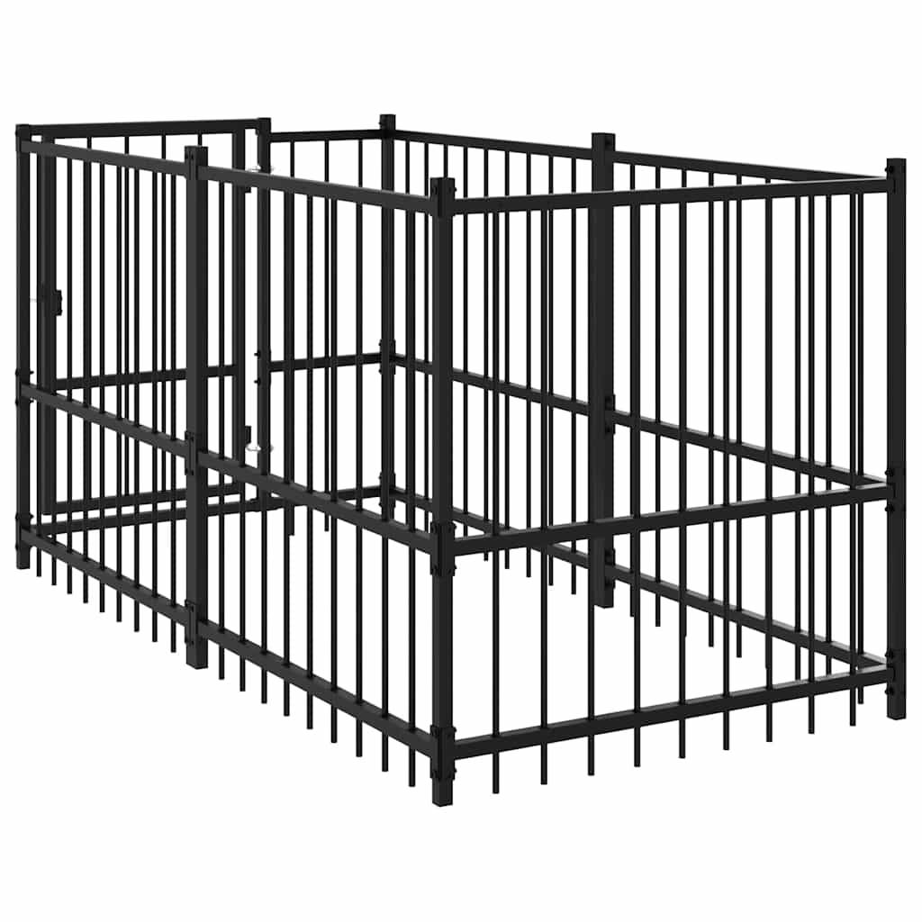 Vidaxl - Chenil pour chien Noir 193,5x97x100 cm Acier vidaXL 171627 - Imagen 6