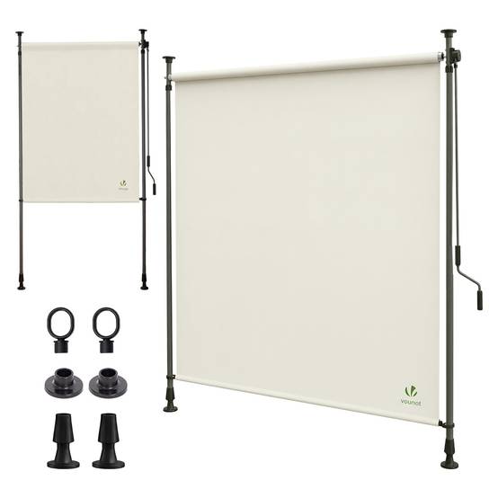 Store vertical sans percage extensible exterieur 200x310cm polyester beige - Image 1