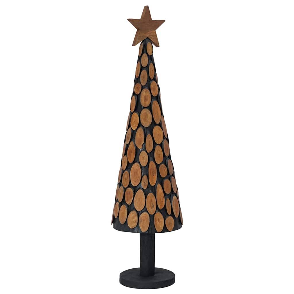 Sapin de Noël en bois de teck massif décoratif pour intérieur Marron 120 cm – ComfortXL Outdoor Living - Image 2