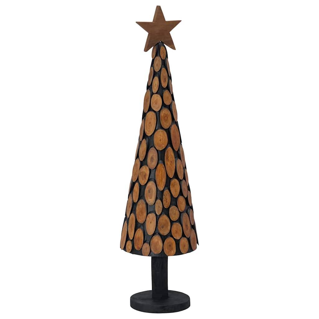 Sapin de Noël en bois de teck massif décoratif pour intérieur Marron 120 cm – ComfortXL Outdoor Living - Image 6