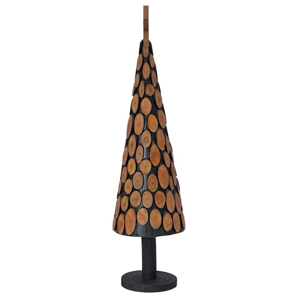 Sapin de Noël en bois de teck massif décoratif pour intérieur Marron 120 cm – ComfortXL Outdoor Living - Image 5