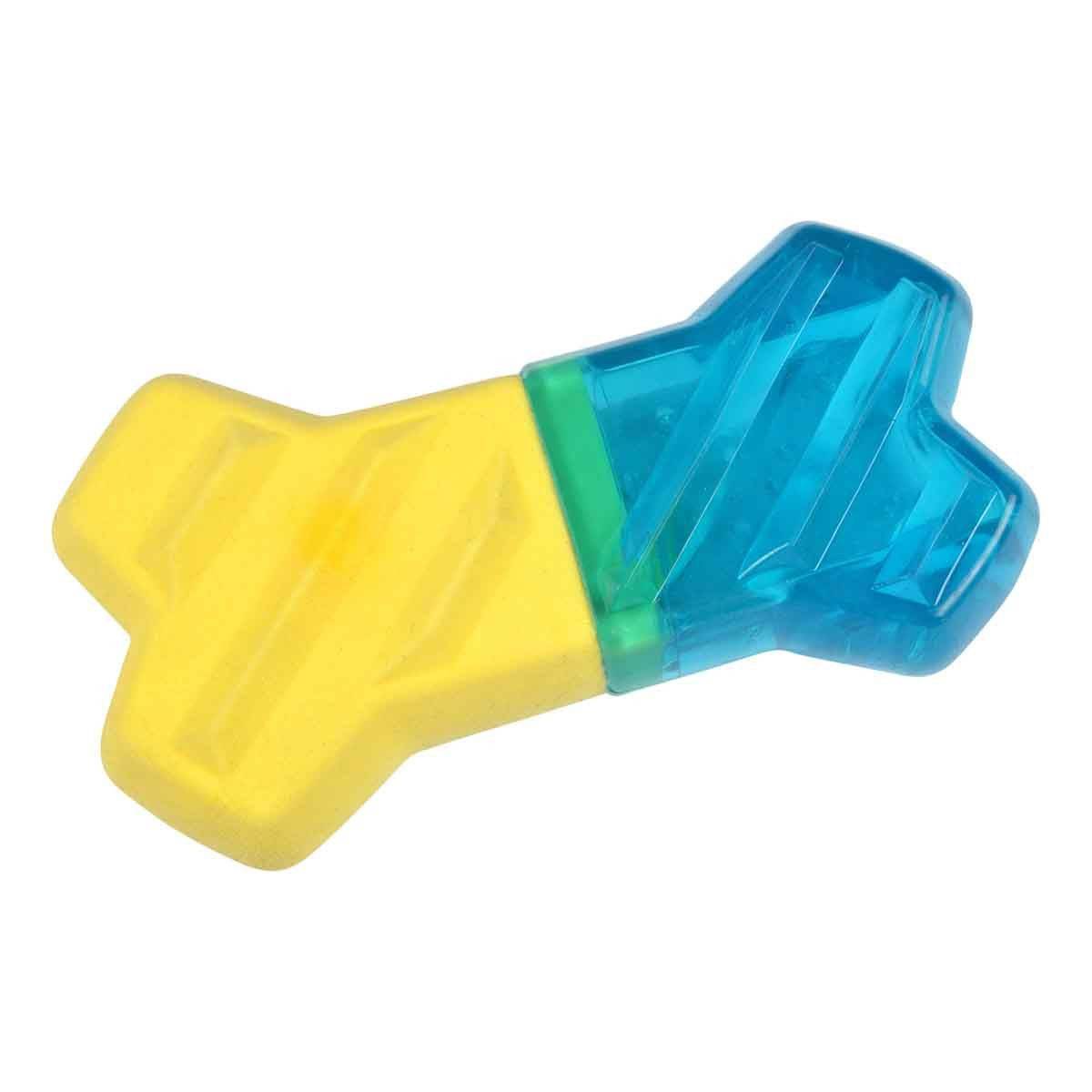 Love Story - Jouet pour Chien Givré "Os" 13cm Bleu & Jaune - Image 1