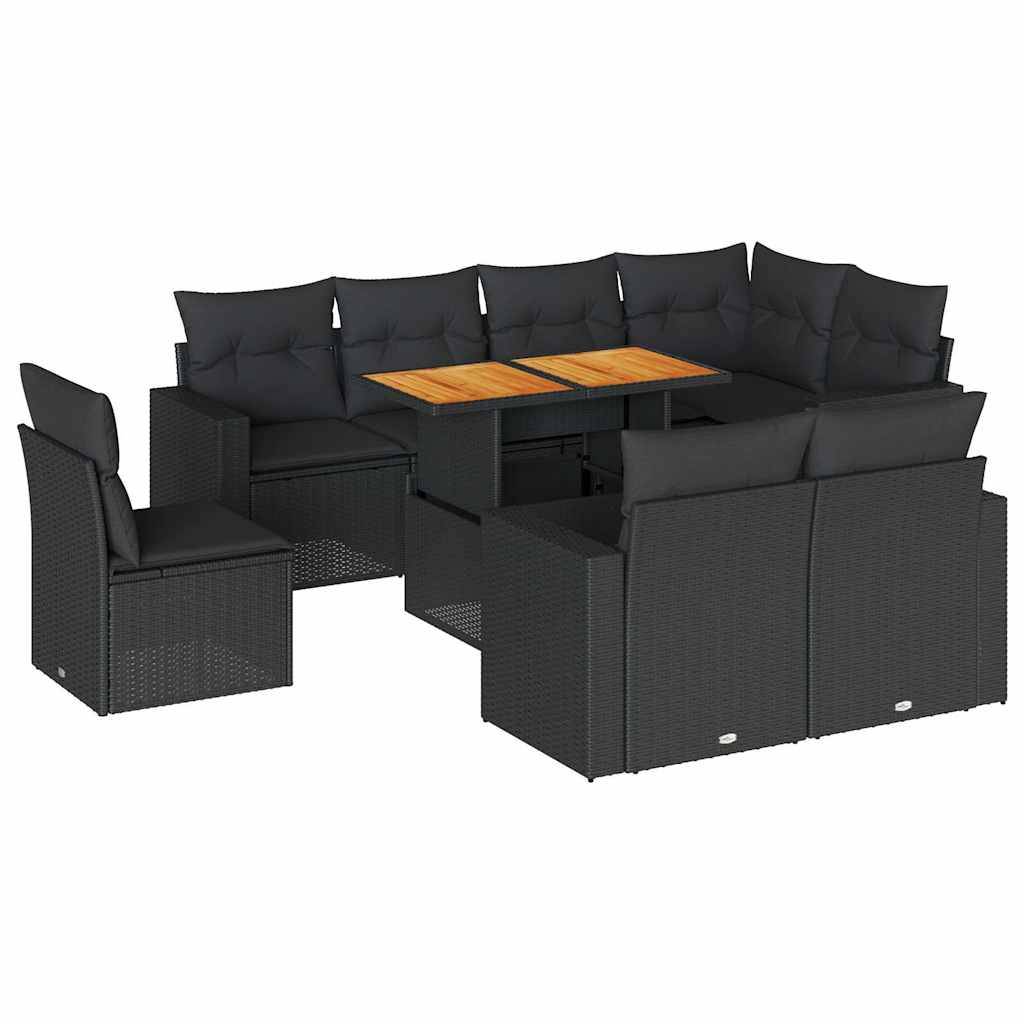 Salon de jardin 8 places résine tressée noire avec table ajustable et modules de rangement – ComfortXL Outdoor Living - Image 2