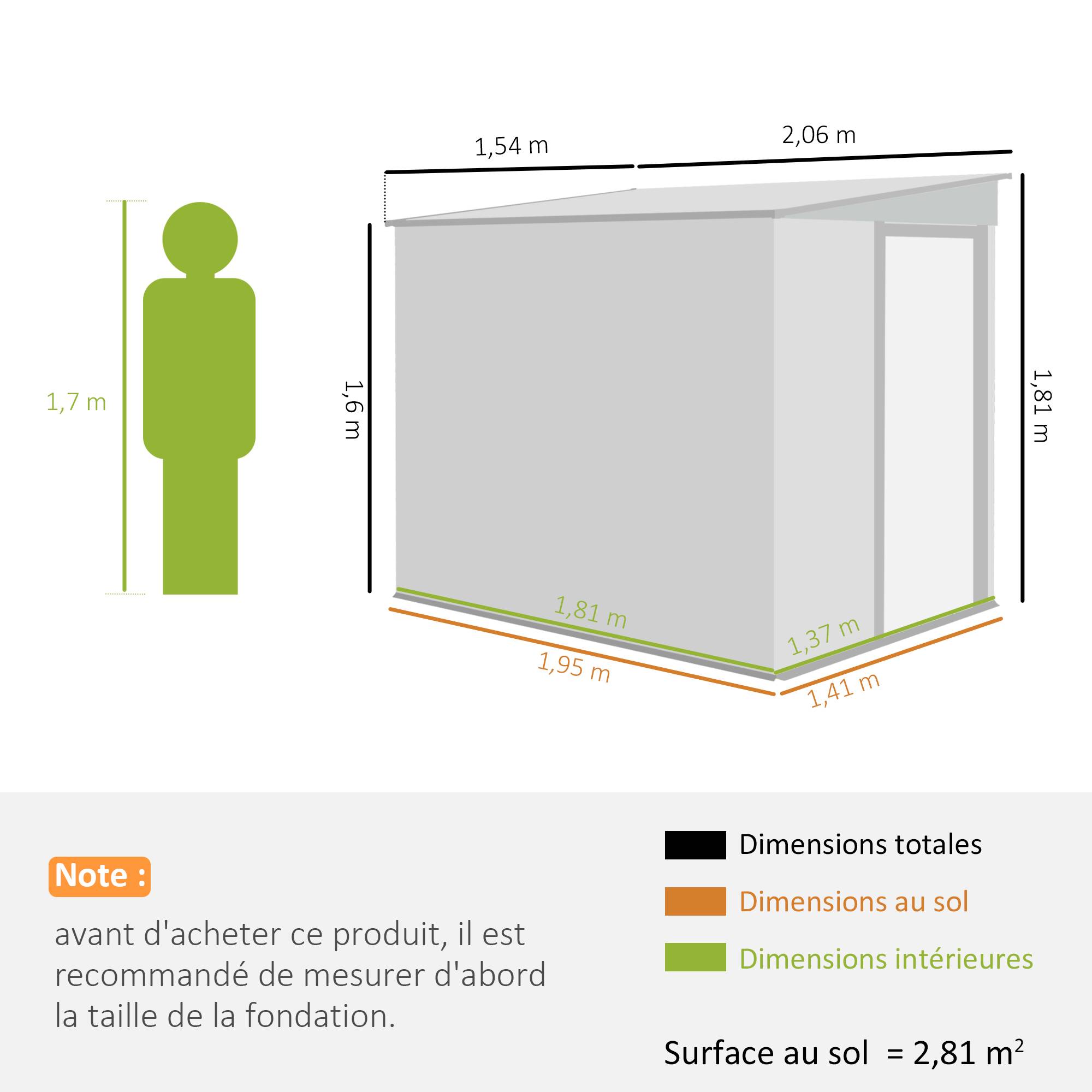 Abri de jardin acier extérieur rangement outils adossable 154x206cm gris foncé - ComfortXL Outdoor Living - Image 5