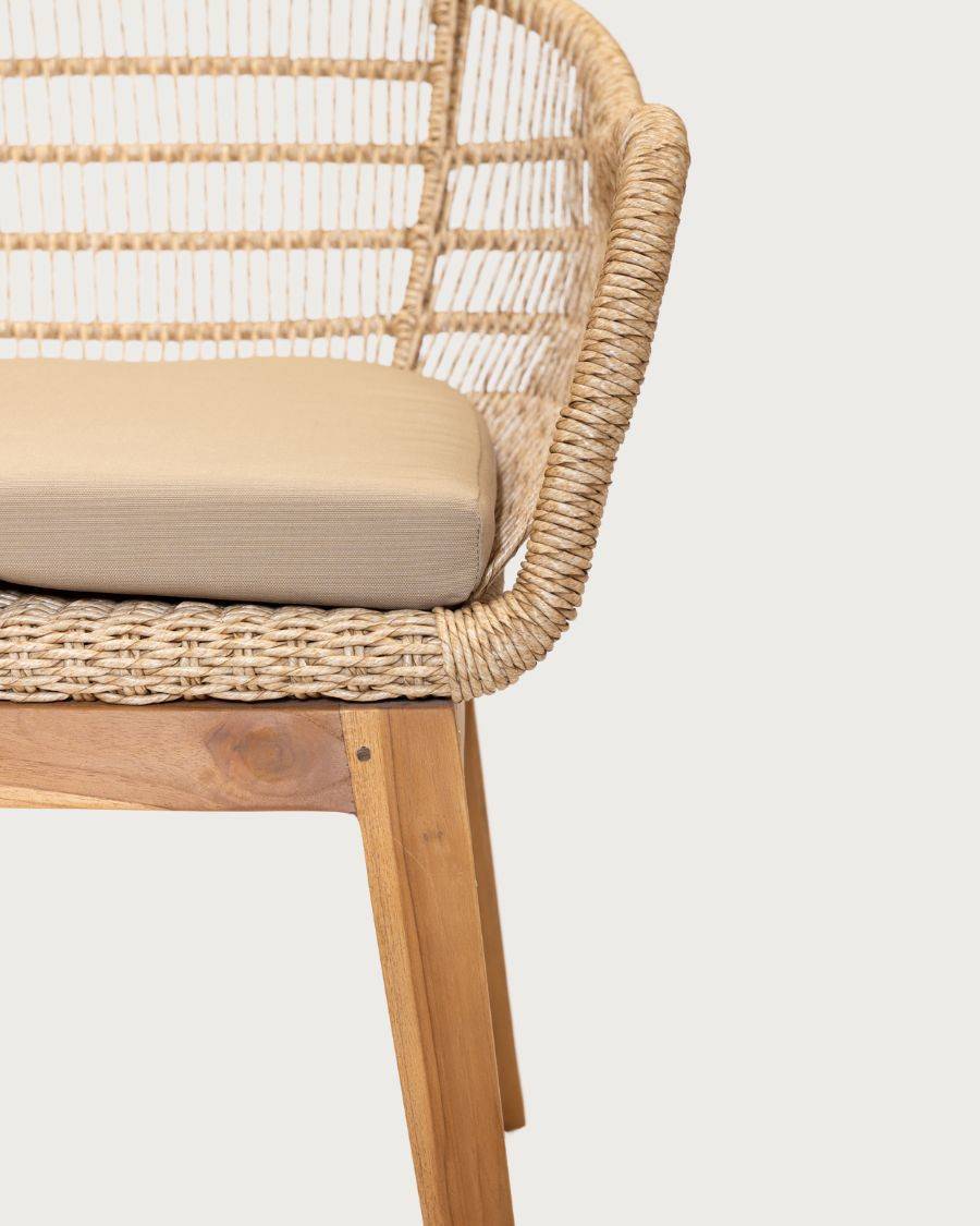 Maelie - Lot de 2 chaises Maelie en teck massif et corde beige - UNIQKA - Imagen 5