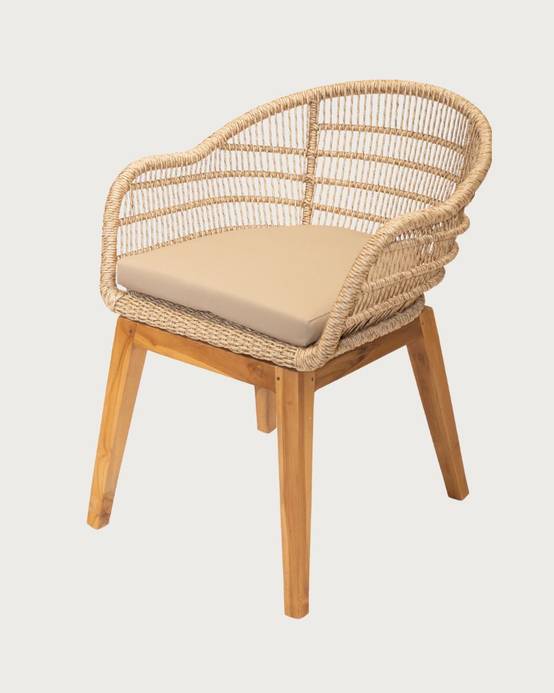 Maelie - Lot de 2 chaises Maelie en teck massif et corde beige - UNIQKA - Imagen 3