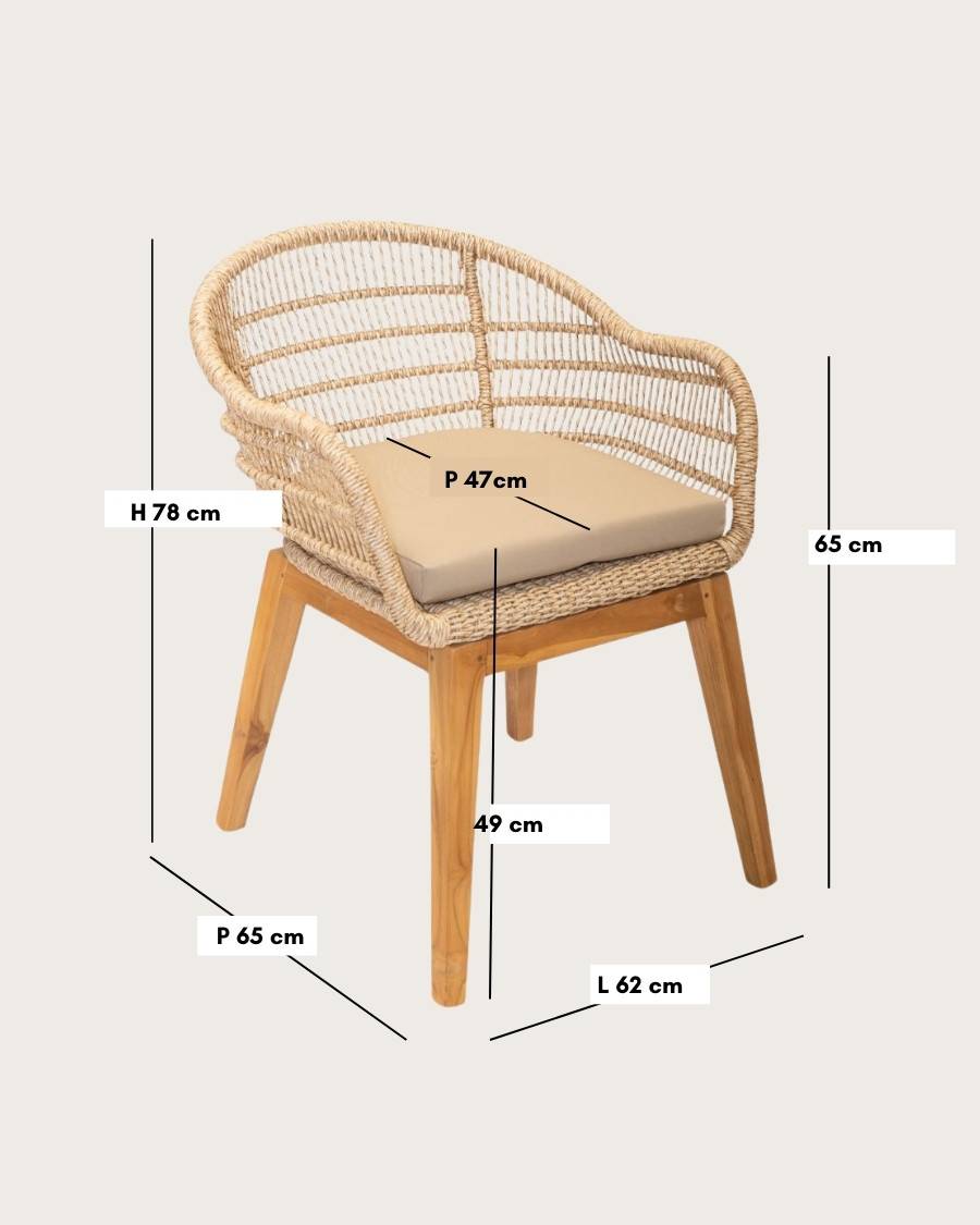 Maelie - Lot de 2 chaises Maelie en teck massif et corde beige - UNIQKA - Imagen 10