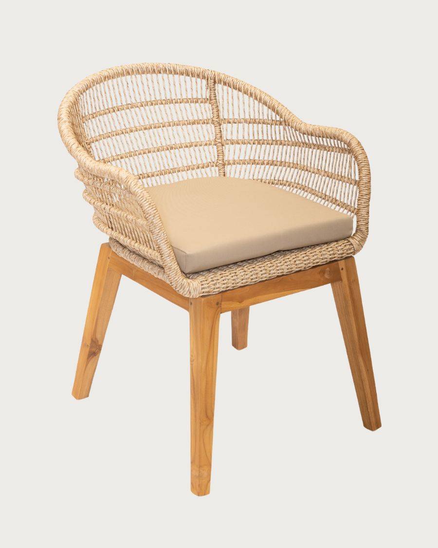 Maelie - Lot de 2 chaises Maelie en teck massif et corde beige - UNIQKA - Imagen 4