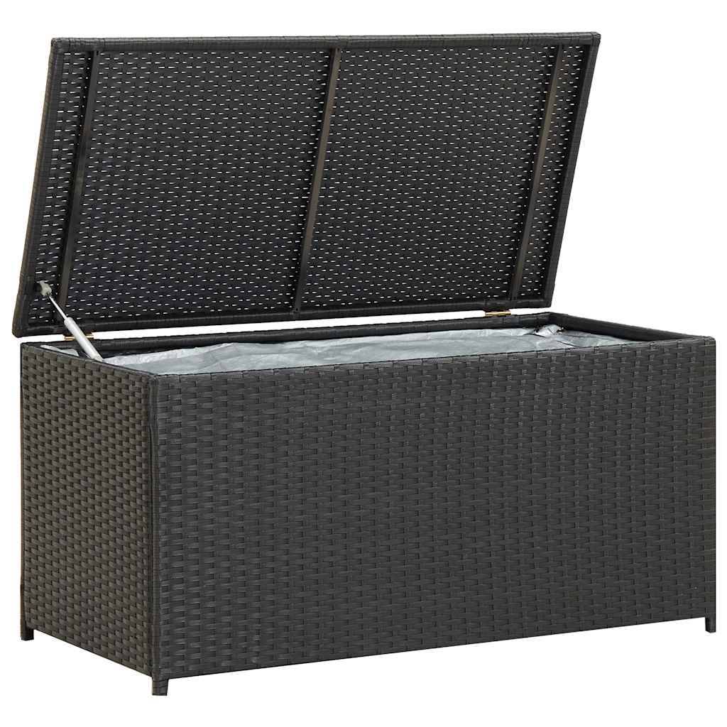 Coffre de Rangement Résine Tressée avec Mécanisme à Gaz pour Balcon Noir 100x50x50 cm – ComfortXL Outdoor Living