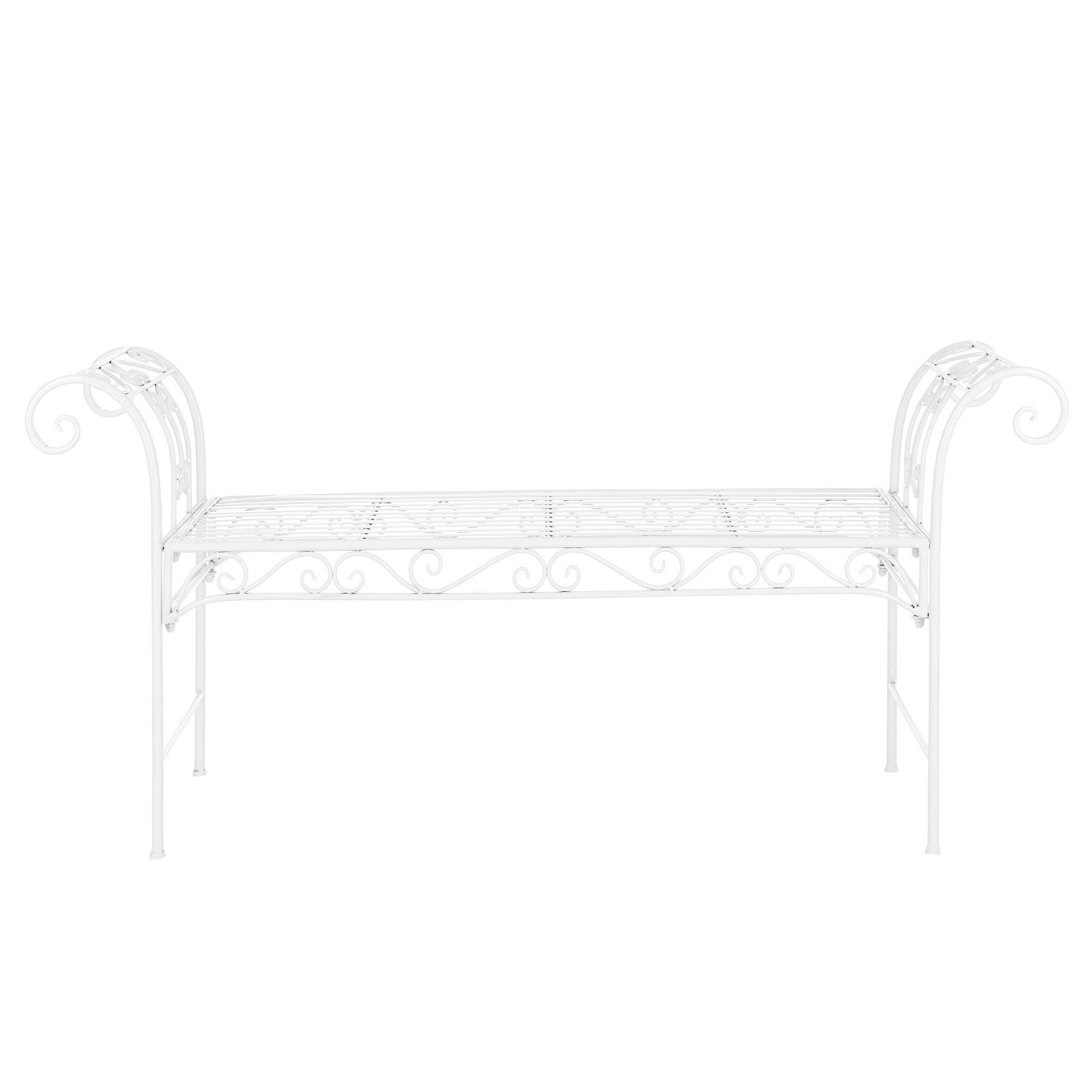 Helloshop26 - Banc de jardin vintage extérieur métal 70 x 147 x 46 cm blanc - Imagen 2
