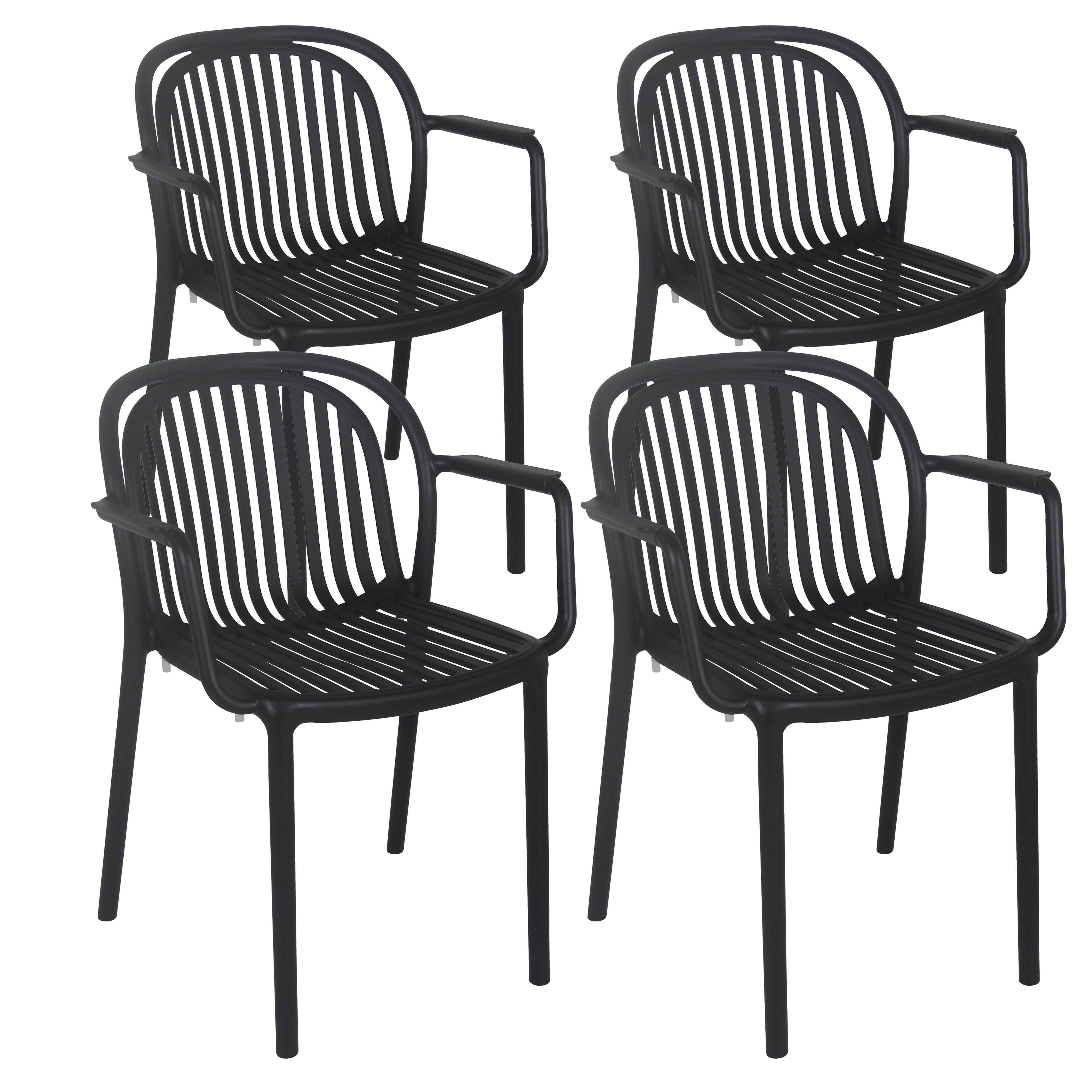 Oviala - Lot de 4 fauteuils en plastique noir Copenhague - Oviala - Imagen 1