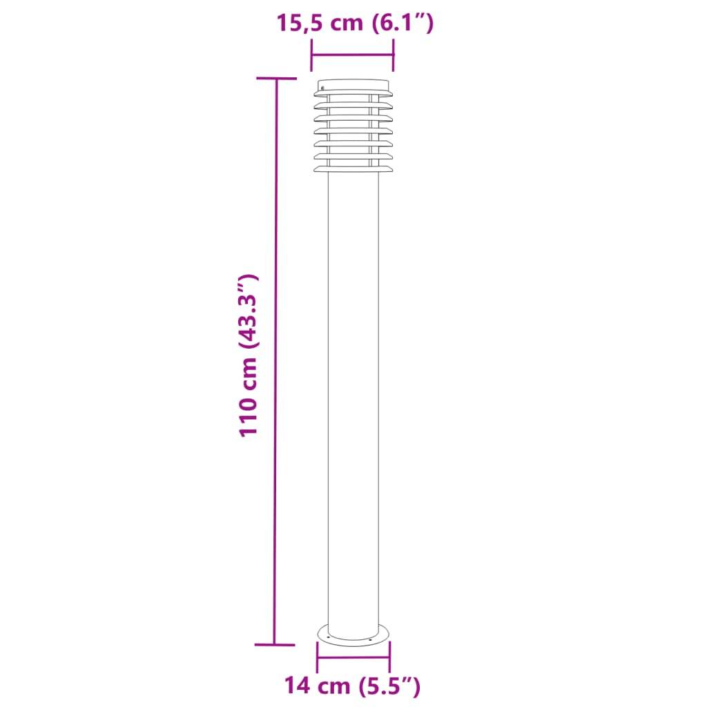 Lampadaire de jardin - Lampadaire d'extérieur noir 110 cm acier inoxydable - Image 7
