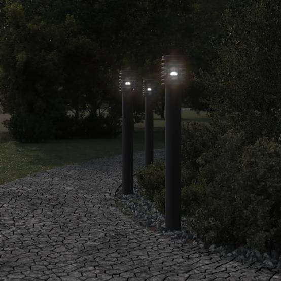 Lampadaire de jardin - Lampadaire d'extérieur noir 110 cm acier inoxydable - Image 3