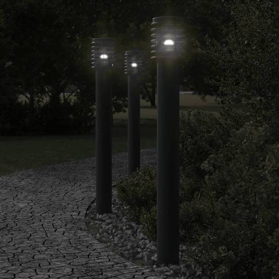Lampadaire de jardin - Lampadaire d'extérieur noir 110 cm acier inoxydable - Image 2