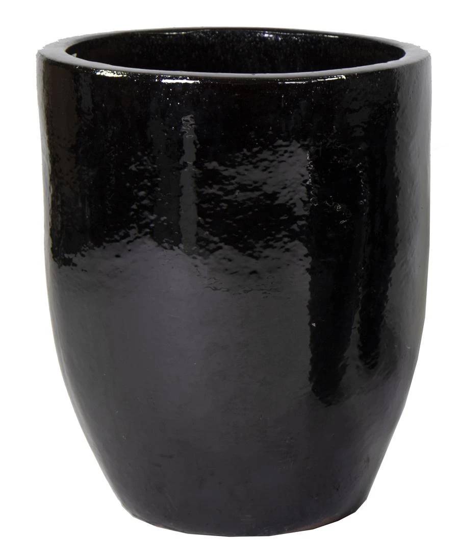 Mega collections - Jarrón Huevo de cerámica negro brillante Ø 35 H 44 cm - MEGA COLLECTIONS
