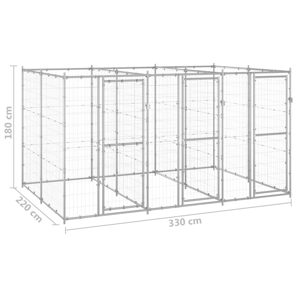 Vidaxl - Chenil extérieur Acier galvanisé 7,26 m² vidaXL 3082283 - Imagen 3