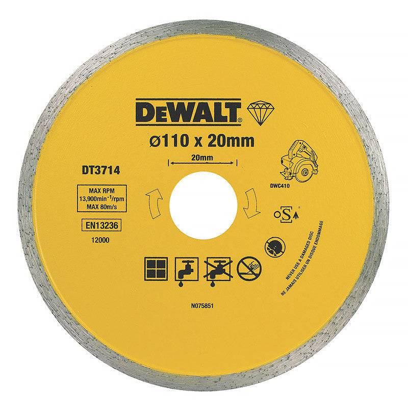Dewalt - Disque diamant Ø110mmx20mm DEWALT DT3714-QZ pour scie à carrelage portative Dewalt
