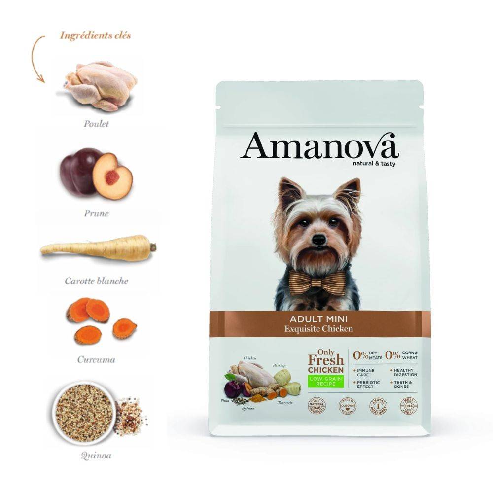 Croquettes chien petite race poulet Amanova 2 kg - Image 2