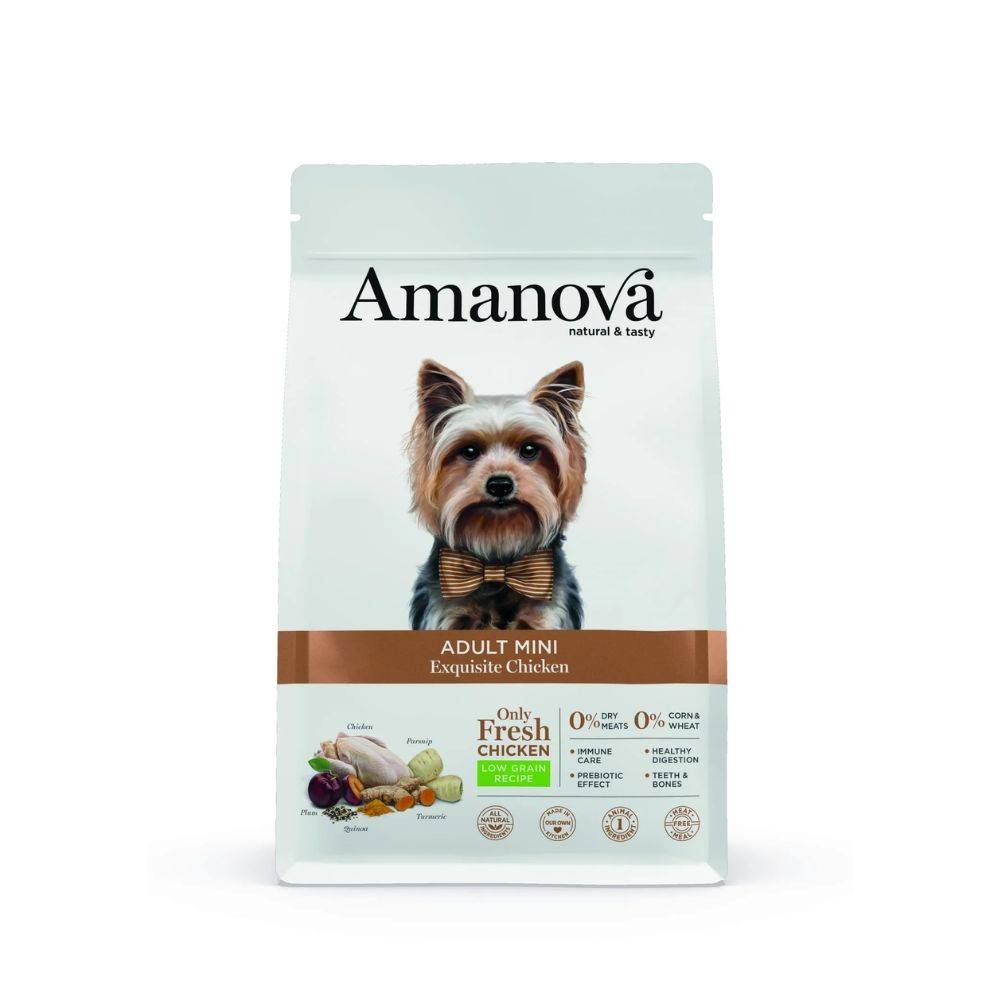 Croquettes chien petite race poulet Amanova 2 kg - Image 1