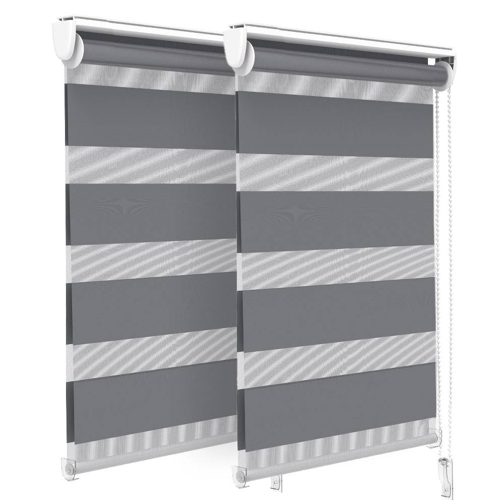 Vounot - Lot de 2 Store enrouleur jour nuit double 50x150cm Gris - Image 1